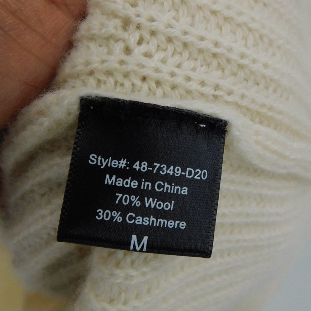 Jenni Kayne Cabin Cream Wool Cashmere Blend V Neck Sweater Womens Size M - Picture 5 of 5